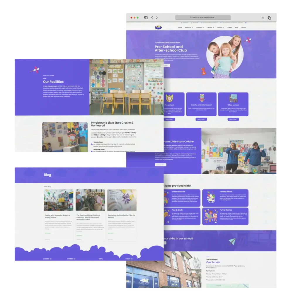 projekt strony internetowej dla przedszkola w irlandii